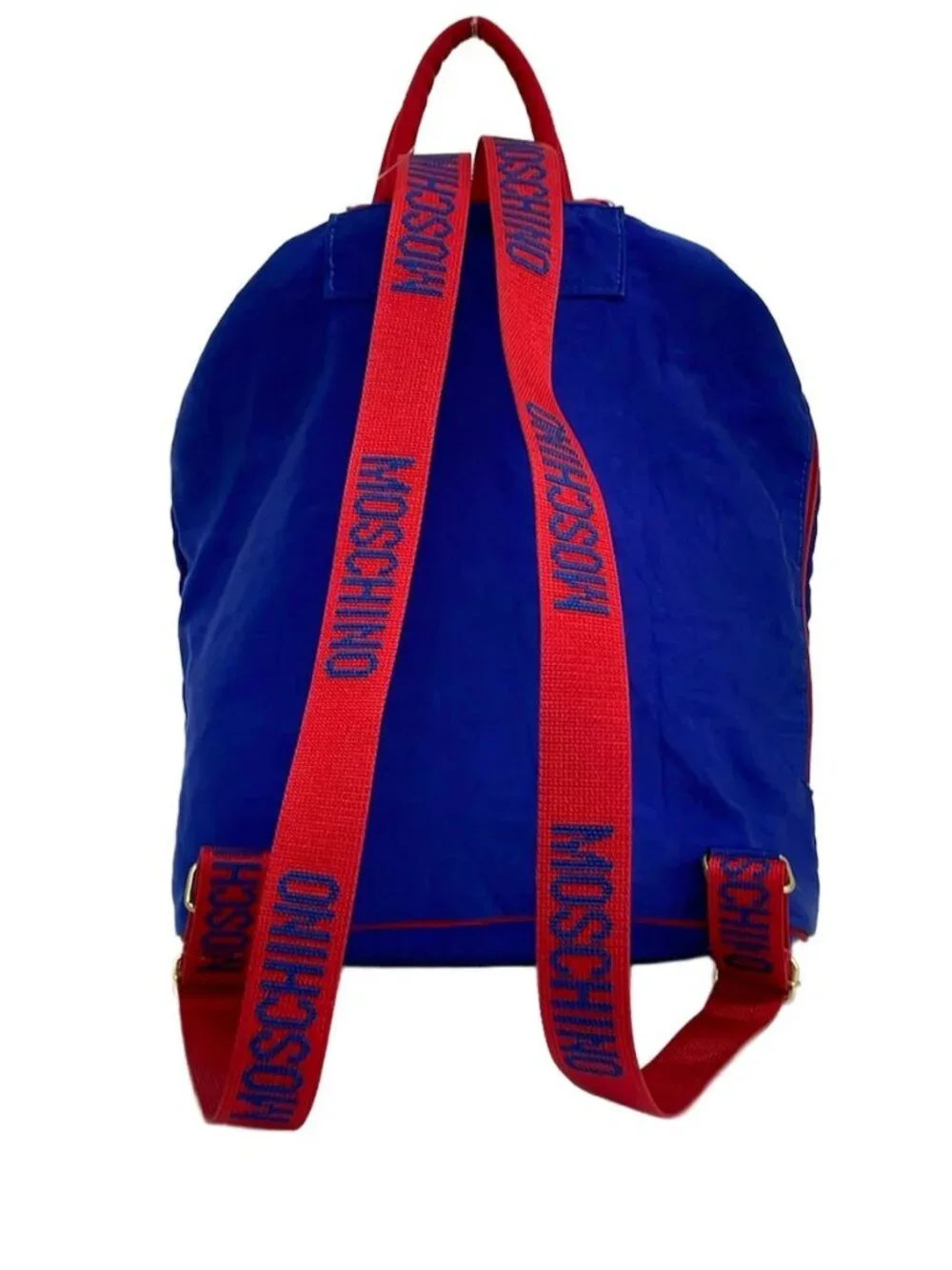 MOSCHINO Navy Red Multi Nylon Leather Backpack